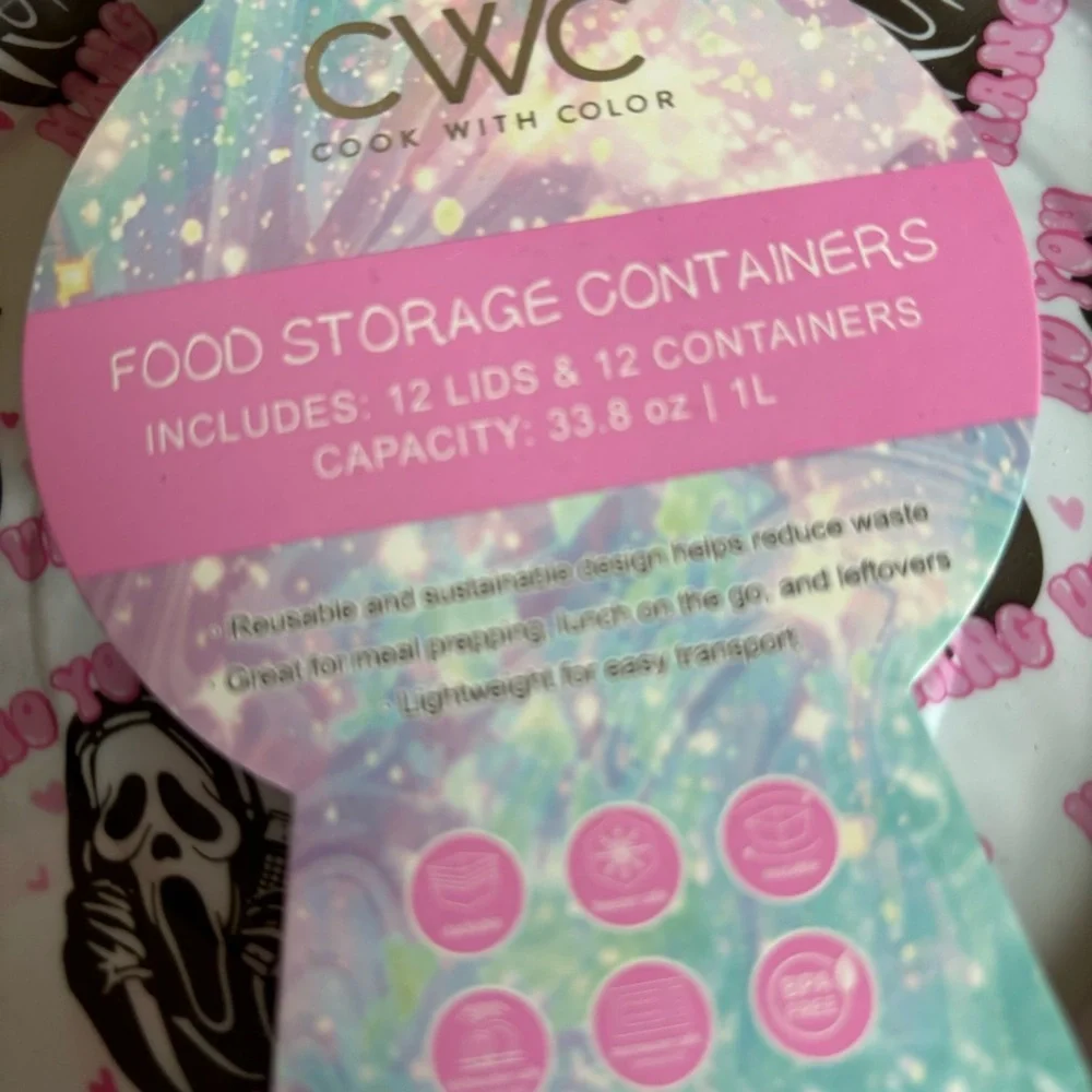 CWC Cook With Color Ghostface Food Storage Container Set NWT Halloween Themed - Picture 4 of 8